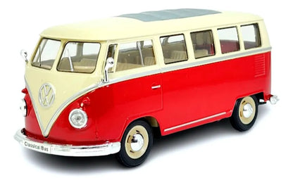 Miniatura Volkswagen Kombi T1 Bus 1963 Vermelho Welly 1/24