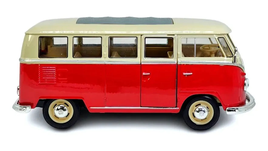 Miniatura Volkswagen Kombi T1 Bus 1963 Vermelho Welly 1/24