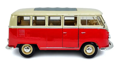 Miniatura Volkswagen Kombi T1 Bus 1963 Vermelho Welly 1/24