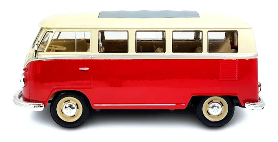 Miniatura Volkswagen Kombi T1 Bus 1963 Vermelho Welly 1/24