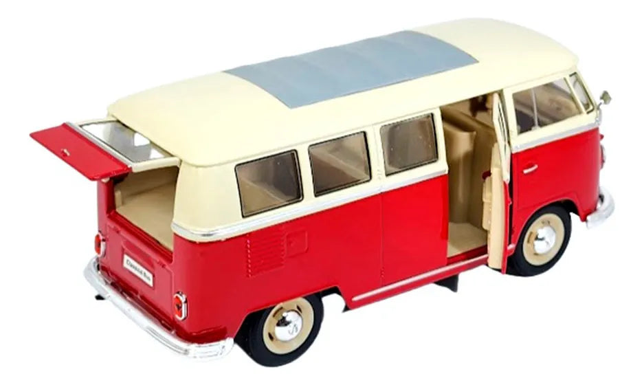 Miniatura Volkswagen Kombi T1 Bus 1963 Vermelho Welly 1/24